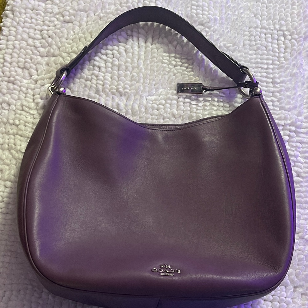 Coach Purple Leather Hobo Bag